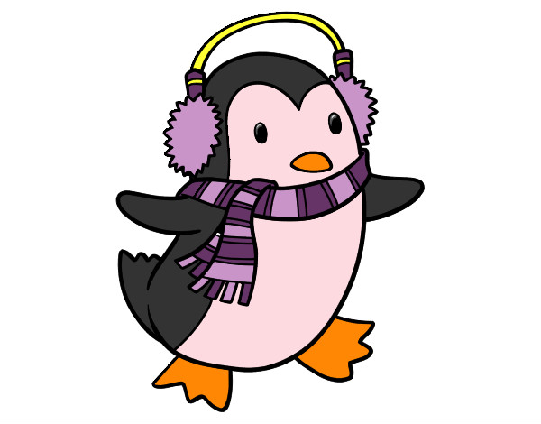 Desenho Pinguim com cachecol pintado por manufifie