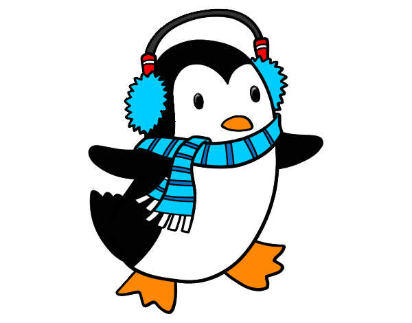 Desenho Pinguim com cachecol pintado por REXY