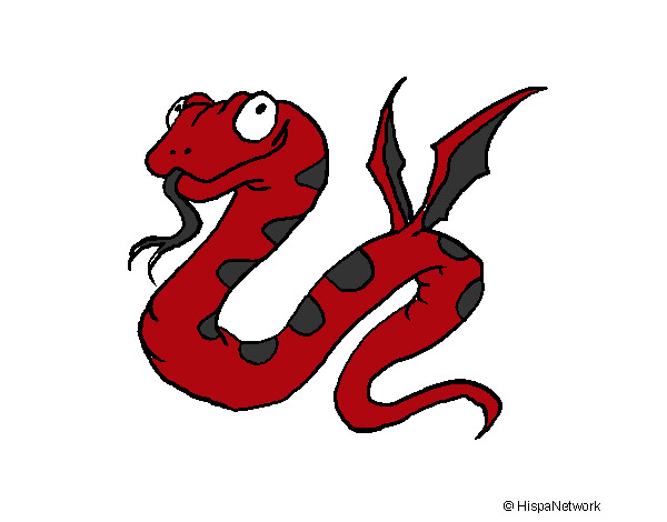 Desenho Serpente com asas pintado por Eduardo218