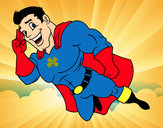 Desenho Superherói voando pintado por lincoln