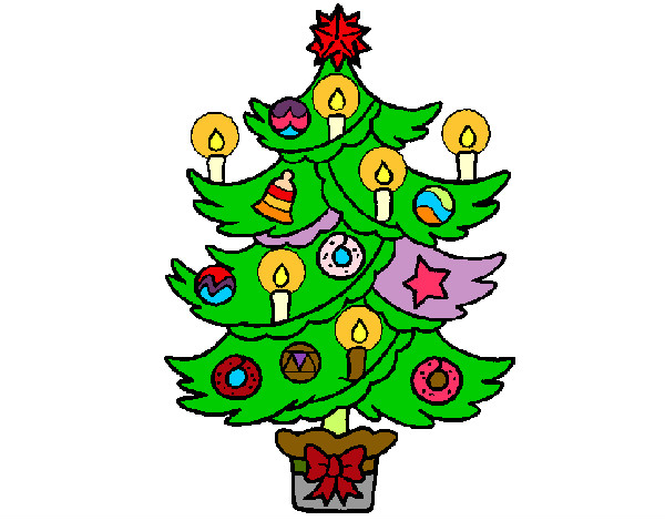 Desenho Árvore de natal com velas pintado por AnnaJulya