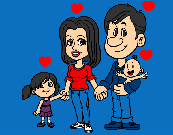 Desenho Família feliz pintado por jujubinha