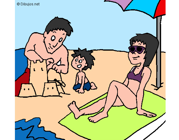 Desenho Família férias pintado por thawane