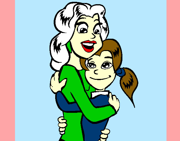 Desenho Mãe e filha abraçaram pintado por Mmsilva