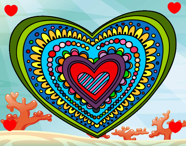 Desenho Mandala coração pintado por vanessita