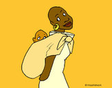 Desenho Africana com pano porta-bebé pintado por ImShampoo
