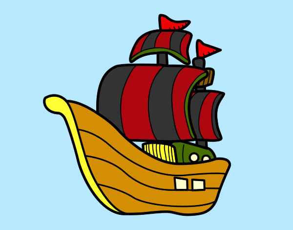 Desenho Embarcação piratas pintado por cambraia