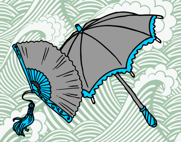 Desenho Leque e guarda-chuva pintado por joicinha