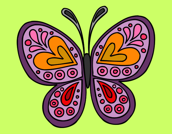 Desenho Mandala borboleta pintado por gagau