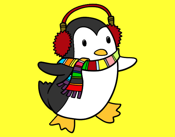 Desenho Pinguim com cachecol pintado por nycollas