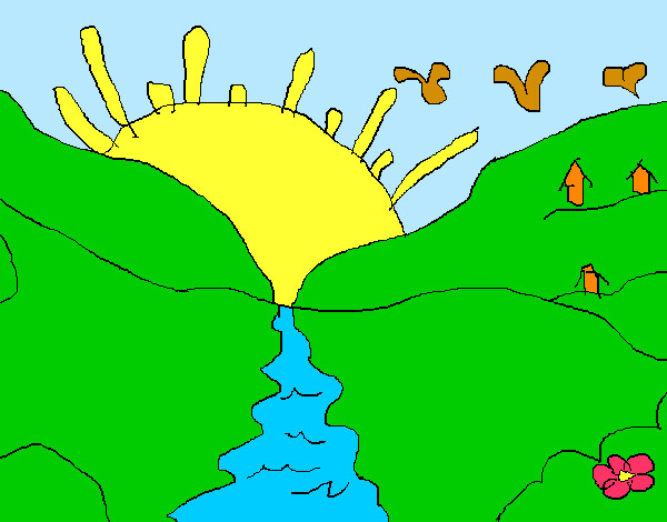 Desenho Pôr do sol pintado por Livinha 