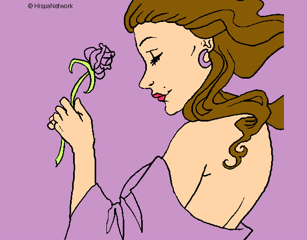Desenho Princesa com uma rosa pintado por jujubinha