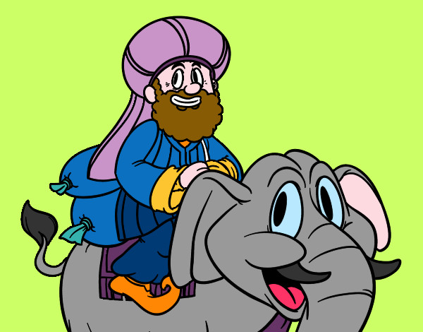 Desenho Rei Baltasar a elefante pintado por gagau