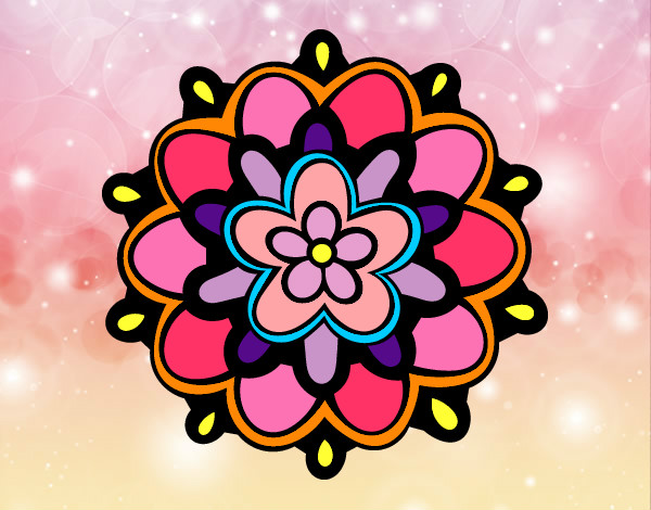 Desenho Mandala com uma flor pintado por Sofi