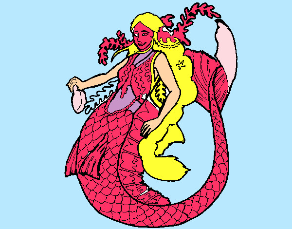 Desenho Sereia com cabelo comprido pintado por sonyaxana