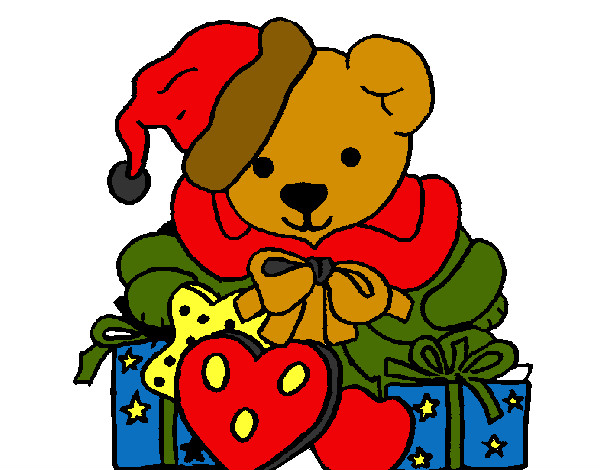 Desenho Ursinho com gorro natalício pintado por fifocas
