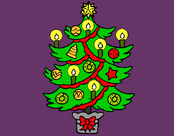 Desenho de Árvore de natal com velas pintado e colorido por Taununes o dia  22 de Dezembro do 2012