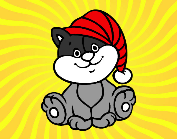 Desenho Gato com chapéu pintado por taununes