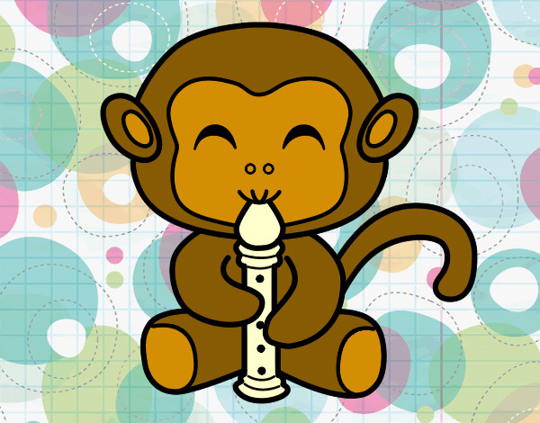 Desenho Macaco flautista pintado por luizab