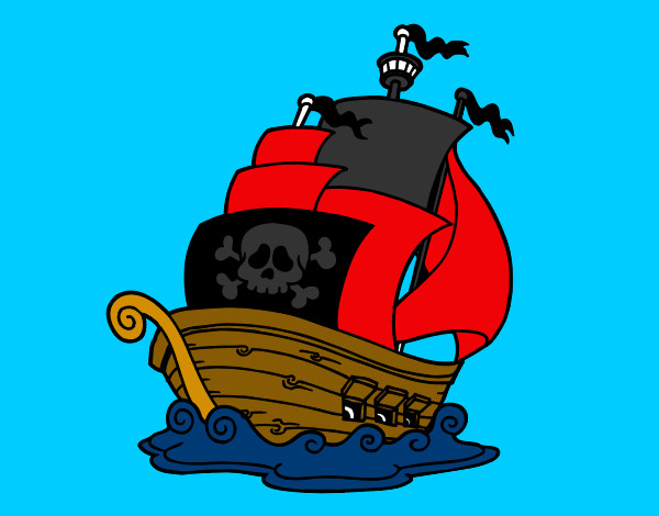 Desenho Navio de piratas pintado por taununes