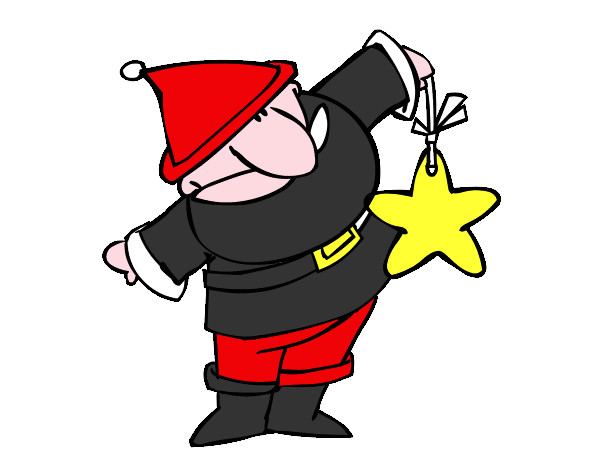 Desenho Papai Noel com estrela pintado por taununes