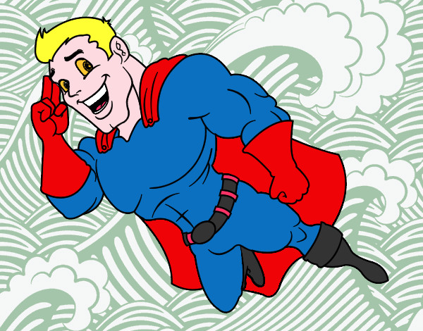 Desenho Superherói voando pintado por juliashts