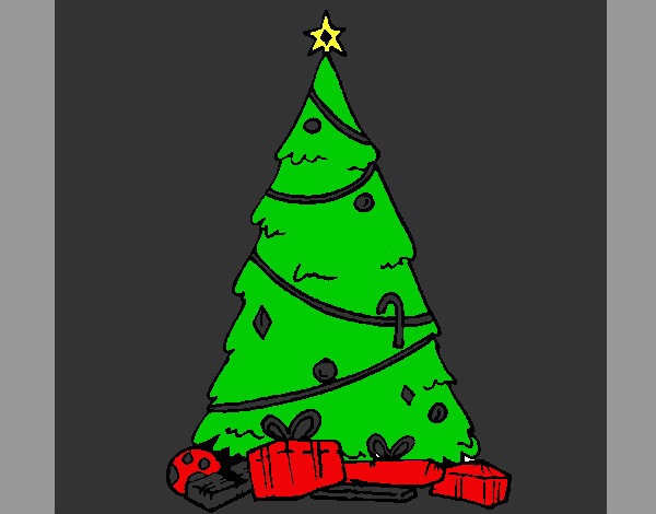 Desenho Abeto com adornos natalícios pintado por dudda
