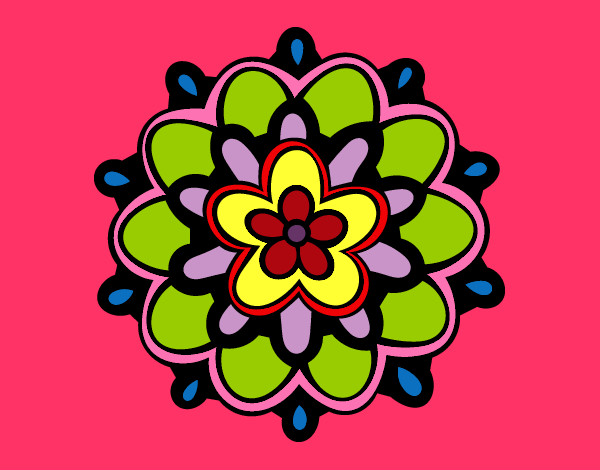 Desenho Mandala com uma flor pintado por Kailaine