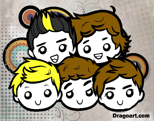 Desenho One Direction 2 pintado por Viiiiiiii