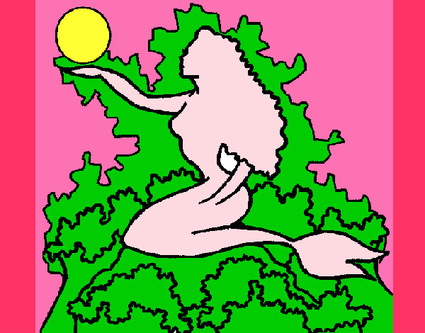 Desenho Silhueta de sereia pintado por dudda