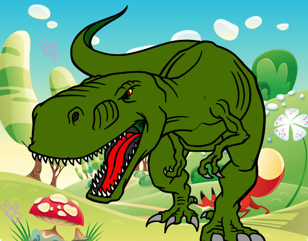 Desenho Tiranossaurus Rex aborrecido pintado por Luks