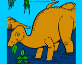Desenho Dinossauro a comer pintado por las-cazas