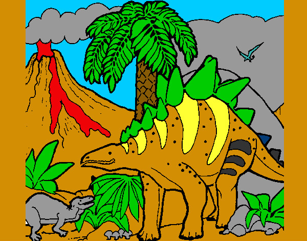 Desenho Família de Tuojiangossauros pintado por las-cazas