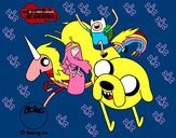 Desenho Jake, Finn, Princesa Bubblegum e Rainbow Lady pintado por jhmm