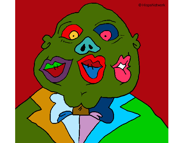Desenho Monstro com três bocas pintado por Nicokate
