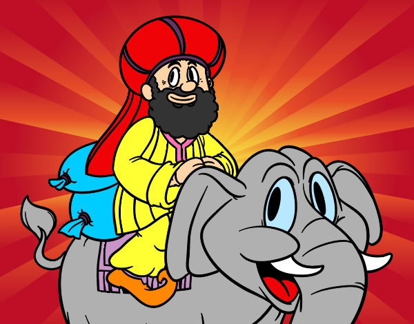 Desenho Rei Baltasar a elefante pintado por aflodilza 