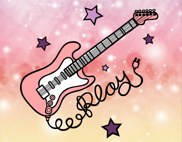 Desenho Guitarra e estrelas pintado por Ana10