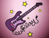 Desenho Guitarra e estrelas pintado por Carlia