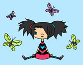 Desenho Menina com borboletas pintado por KaLemos