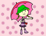 Desenho Menina com guarda-chuva pintado por ANAJU