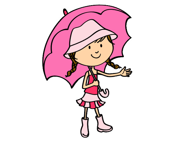 Desenho Menina com guarda-chuva pintado por Jenniffer