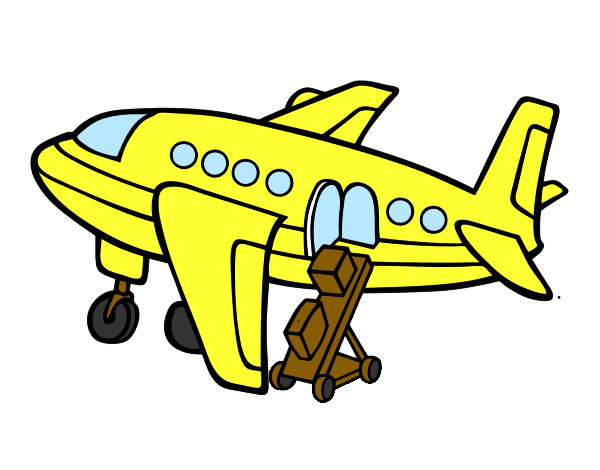 Desenho Avião levando bagagem pintado por veronikka