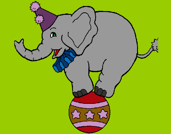 Desenho Elefante em cima de uma bola pintado por Ge_love
