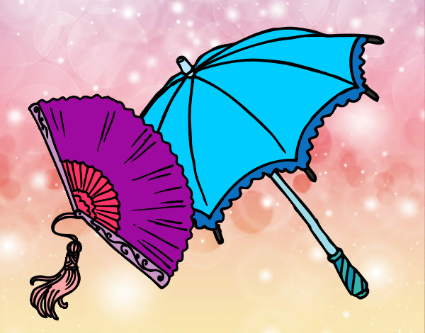 Desenho Leque e guarda-chuva pintado por Ge_love
