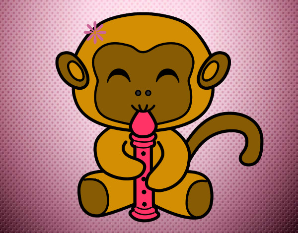 Desenho Macaco flautista pintado por Kauanyfabi