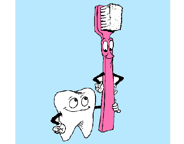 Desenho Dentes e escova de dentes pintado por bileber