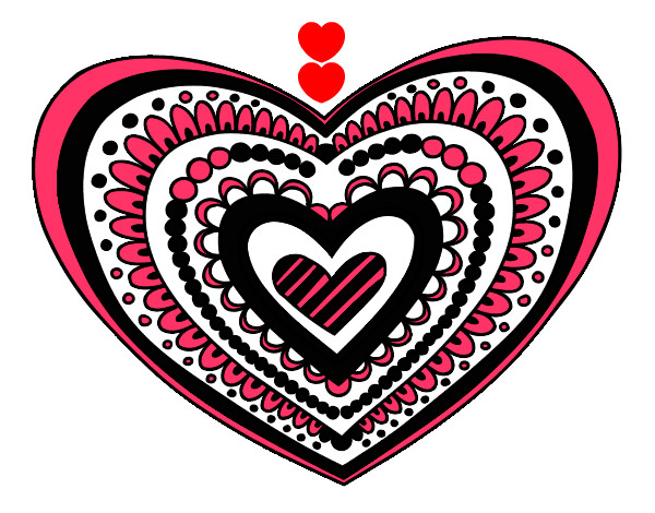 Desenho Mandala coração pintado por Bruna-2012