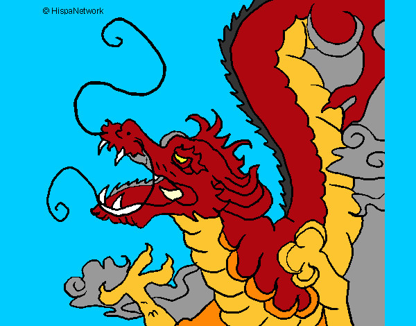 Desenho Dragão japonês pintado por Arlan