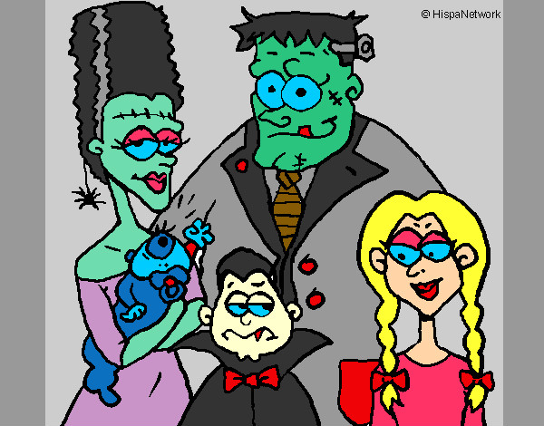 Desenho Família de monstros pintado por mmmira