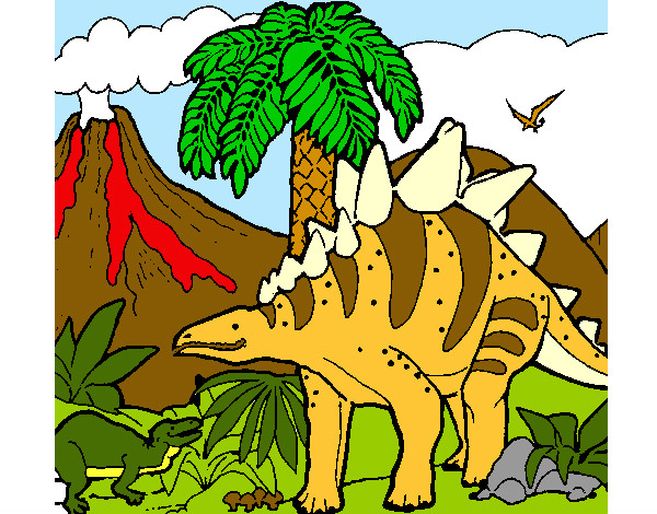 Desenho Família de Tuojiangossauros pintado por amandaeber